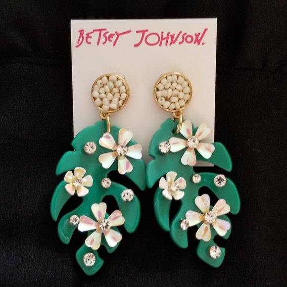 Betsey Johnson Jewelry - Betsey Johnson LEAF FLOWER EARRINGS